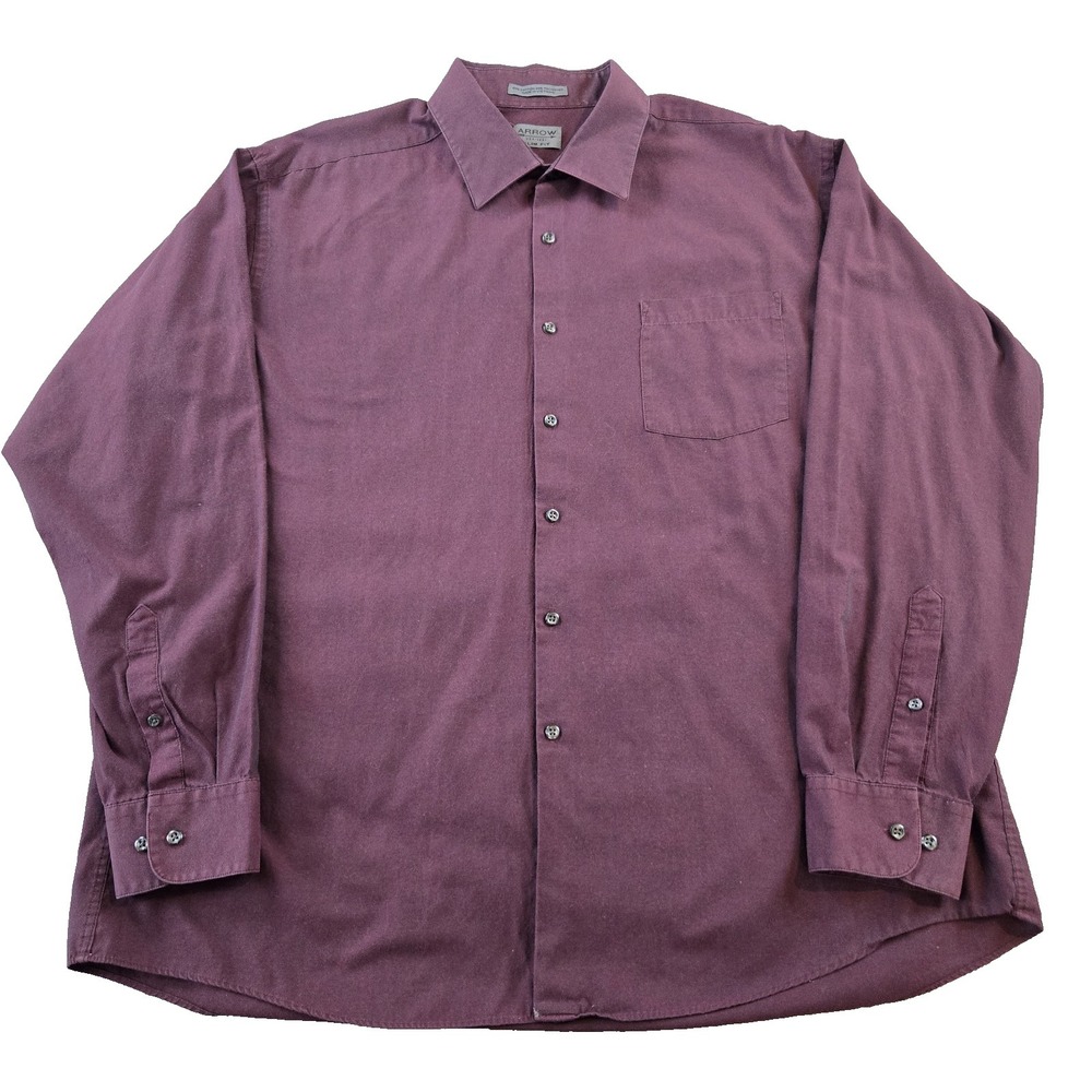 Arrow Slim Fit Men's Button Down Long Sleeve Shirt Burgundy  Size 2XL - Picture 1 of 6